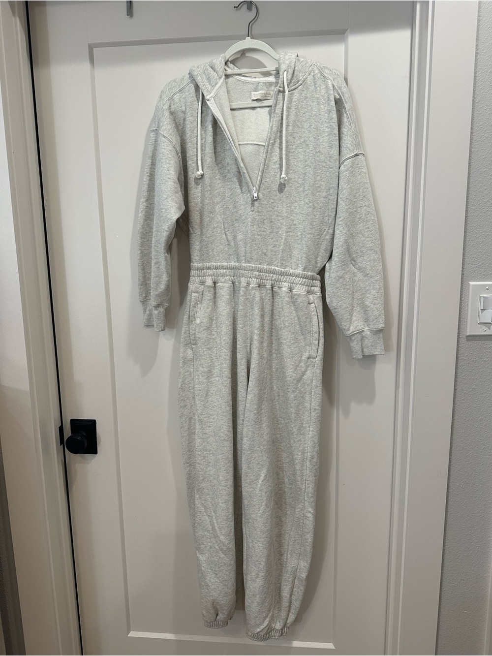 Abercrombie & Fitch Light Gray Hooded Jumpsuit